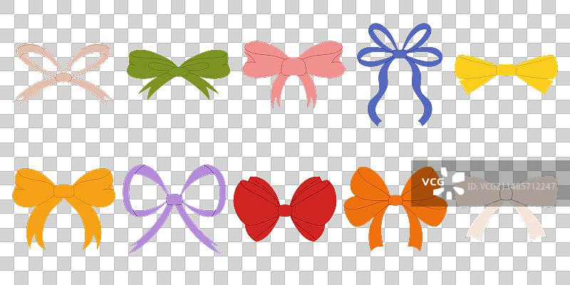 手绘风精美丝带蝴蝶结合集图片素材