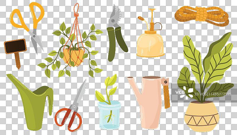 室内盆栽与工具图片素材
