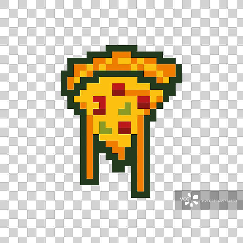 白色背景像素化融化披萨图标图片素材