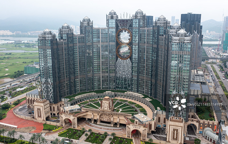 澳门新濠影汇酒店航拍白天夜景图片素材