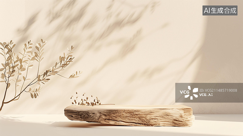 【AI数字艺术】禅意治愈系空间商品展示台图片素材