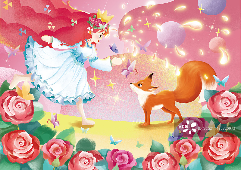 少女与狐图片素材