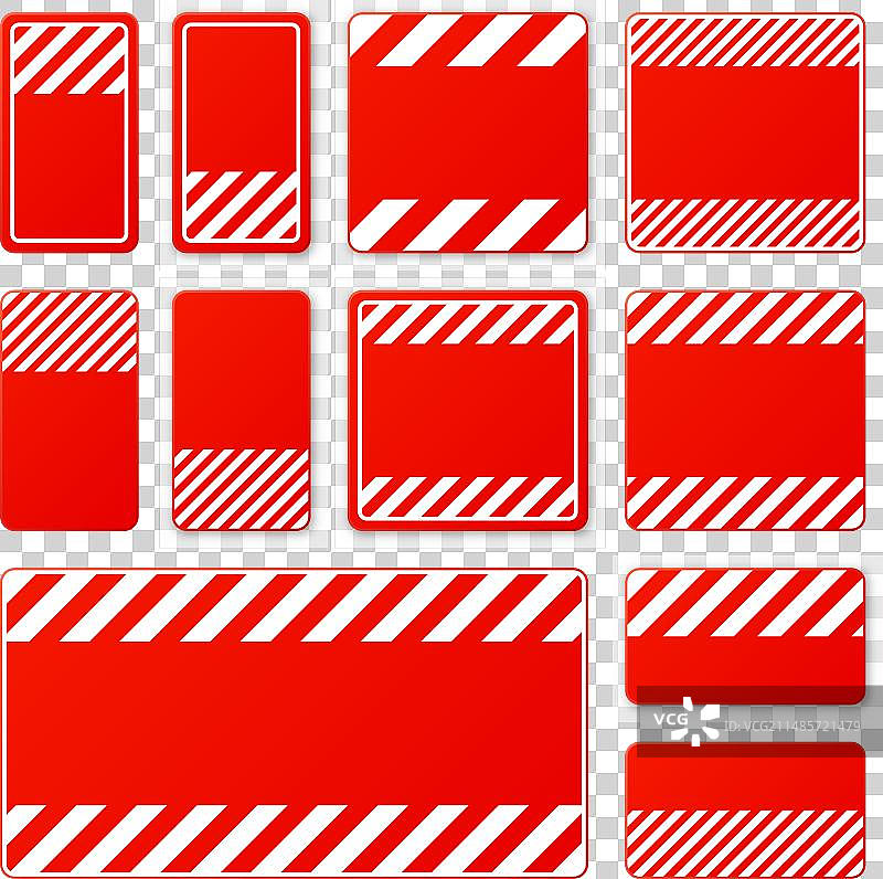 带有对角线的各种红色空白警告标志图片素材