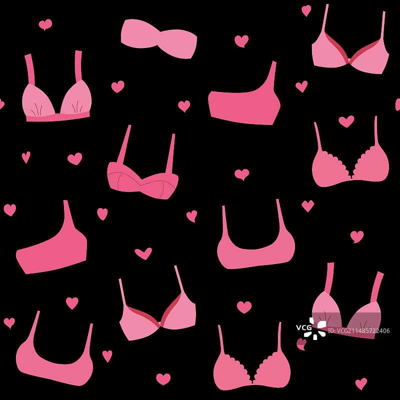 黑色背景上的粉色文胸图案图片素材
