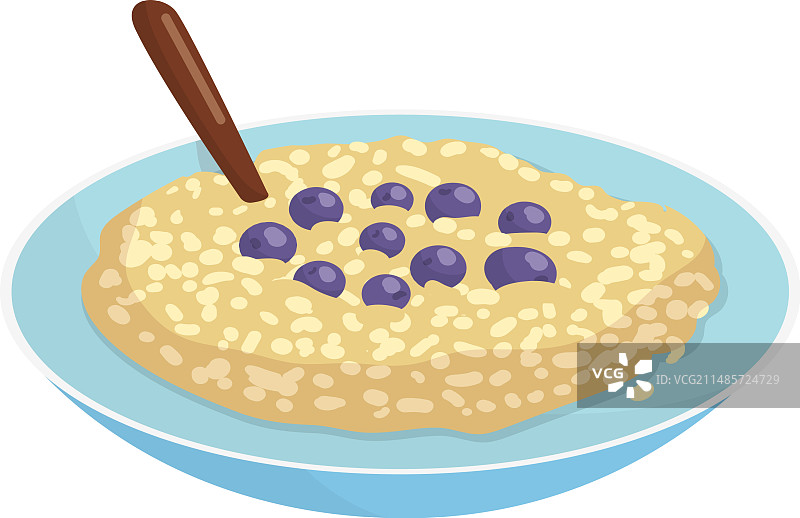 燕麦蓝莓碗勺浅色背景图片素材