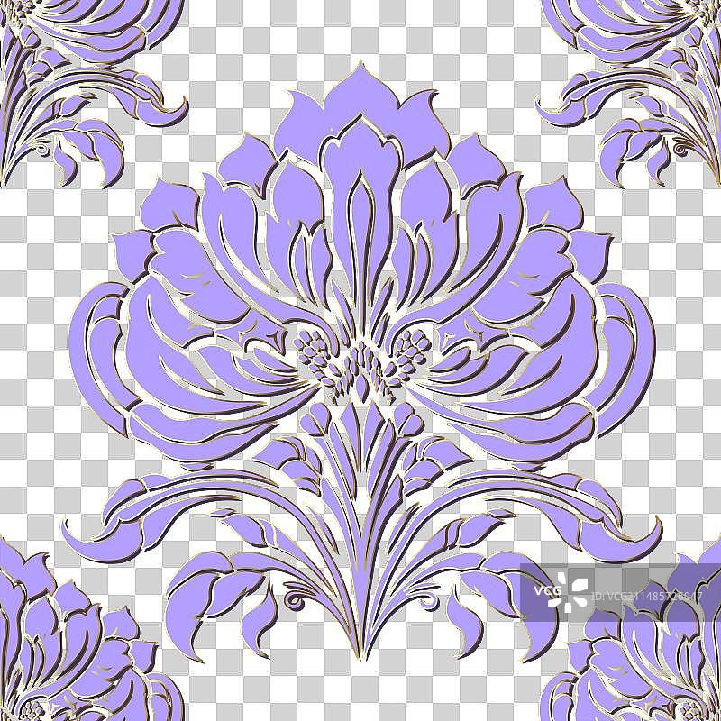 新艺术运动无缝花卉装饰3D图案图片素材