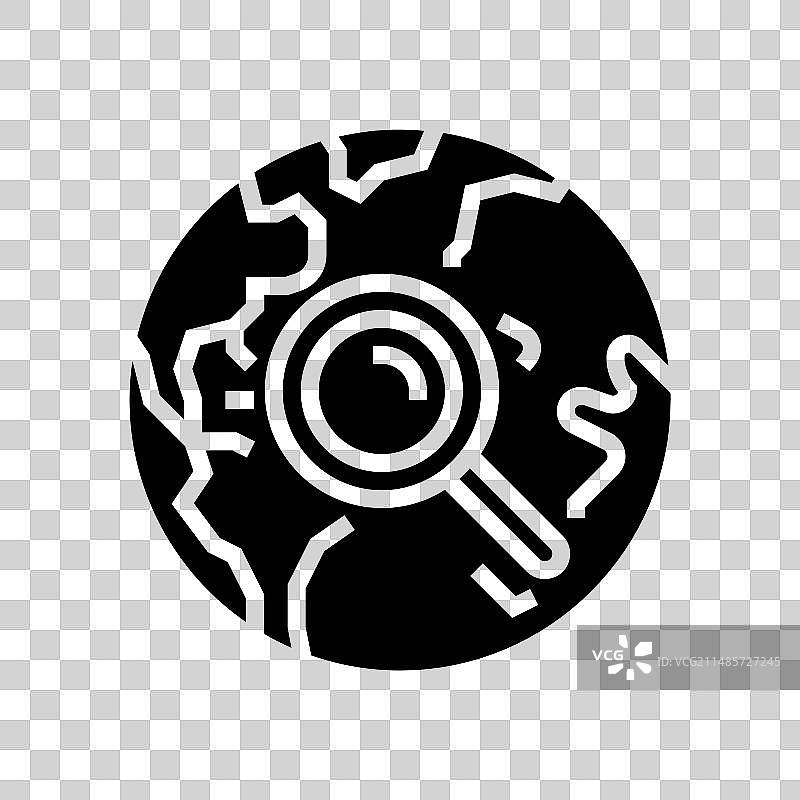 星球搜索放大镜字形图标图片素材