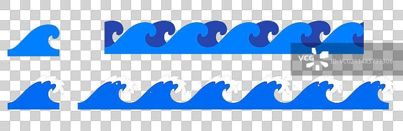 卡通海洋波浪无尽边界风格化图片素材