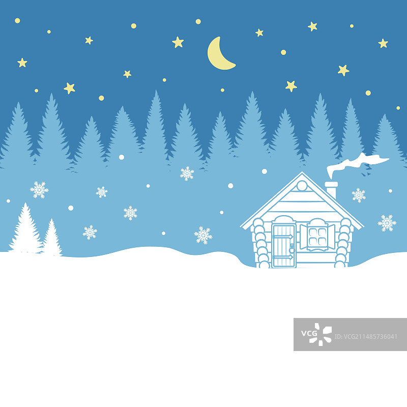 带有森林小屋的横向无缝图案图片素材