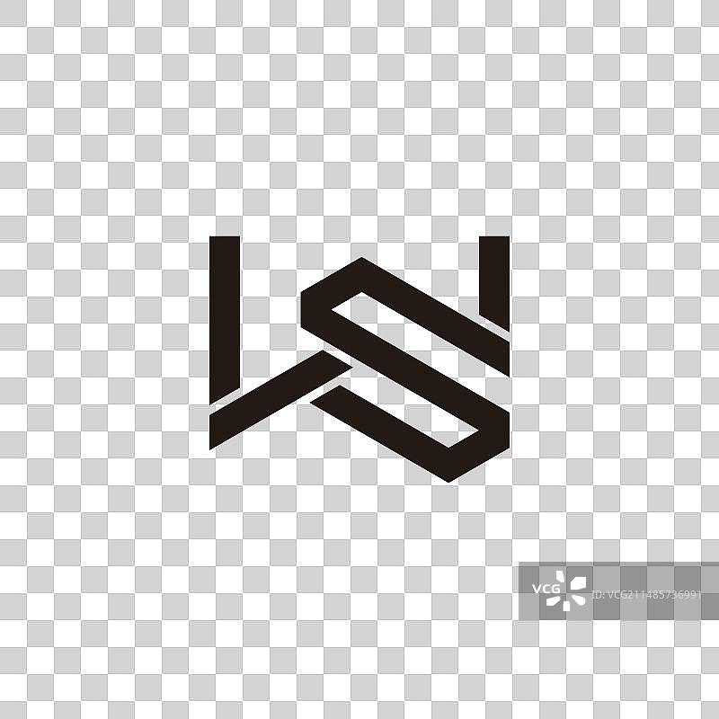 字母WS简约几何条纹线条标志图片素材