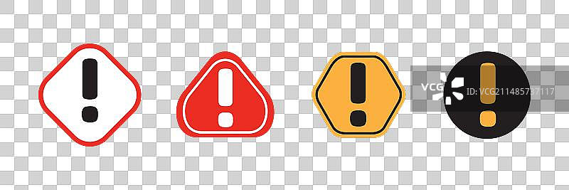 注意带危险符号的扁平设计图标集图片素材