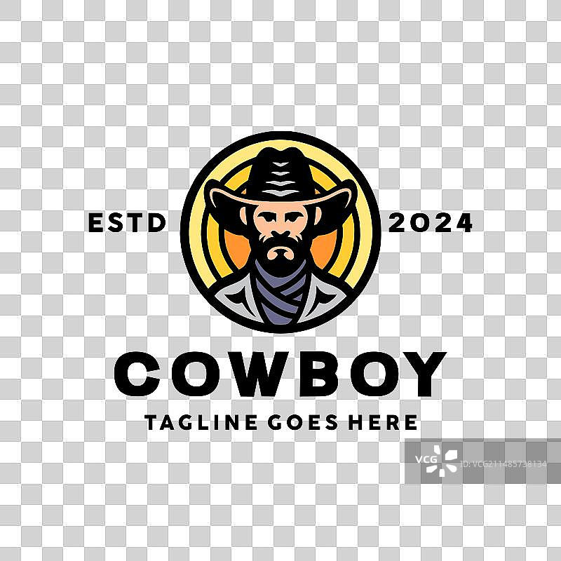 男牛仔设计复古标志图片素材