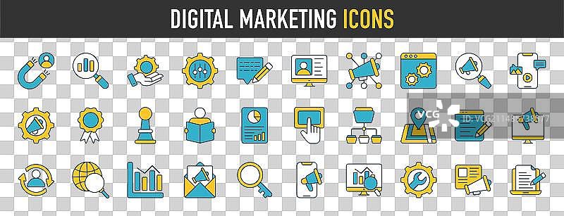 数字营销图标集图片素材