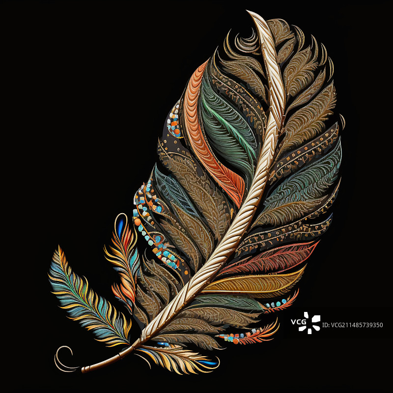 彩色孔雀羽毛装饰图案图片素材