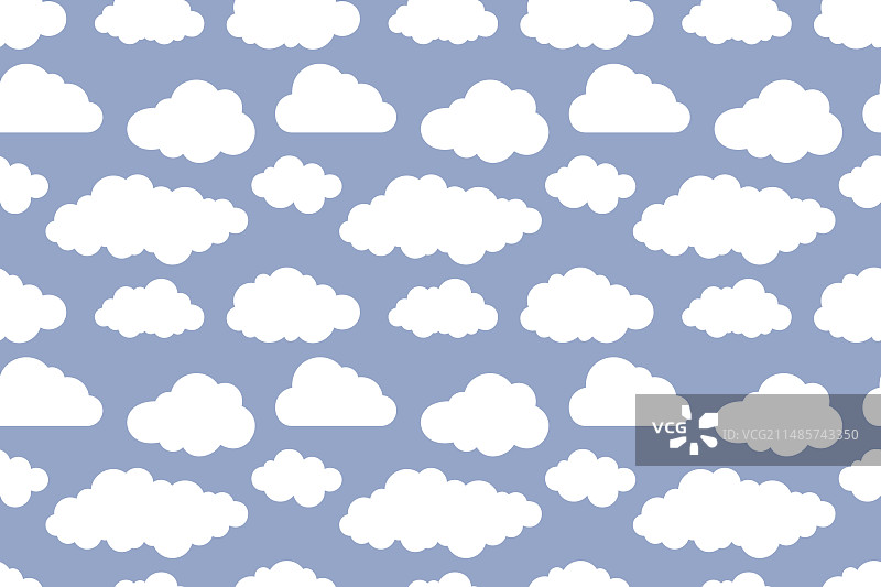 蓝色云朵无缝图案模版图片素材