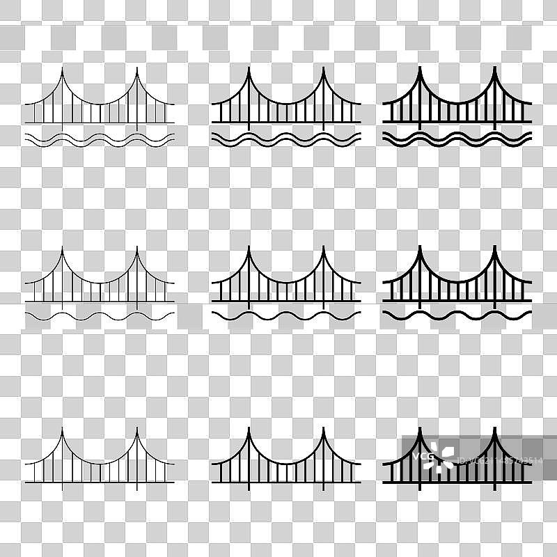 桥梁剪影图标合集图片素材