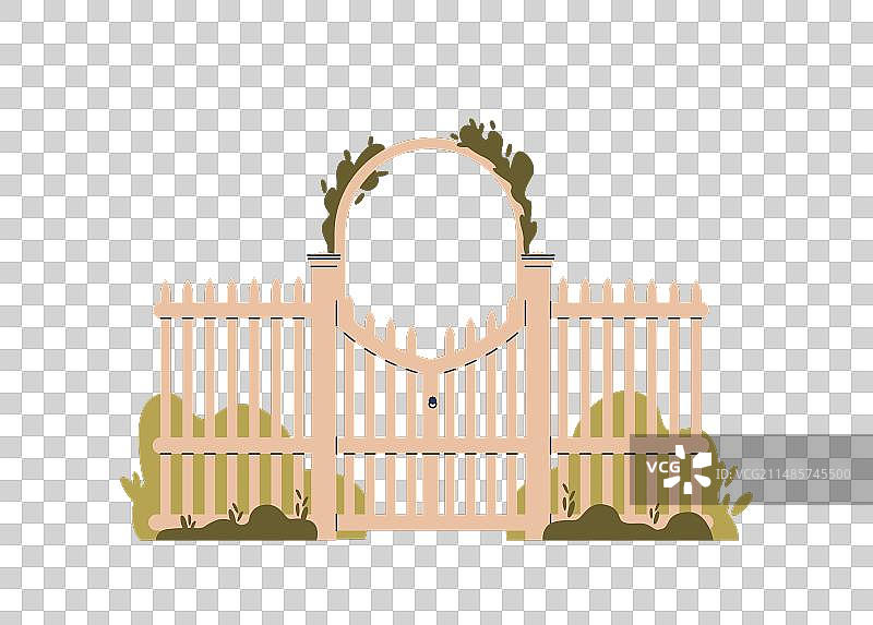 精致的优雅木栅栏和大门图片素材