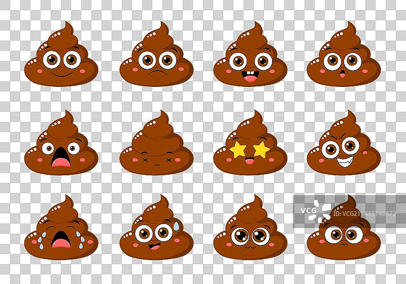 不同心情的可爱滑稽便便合集图片素材
