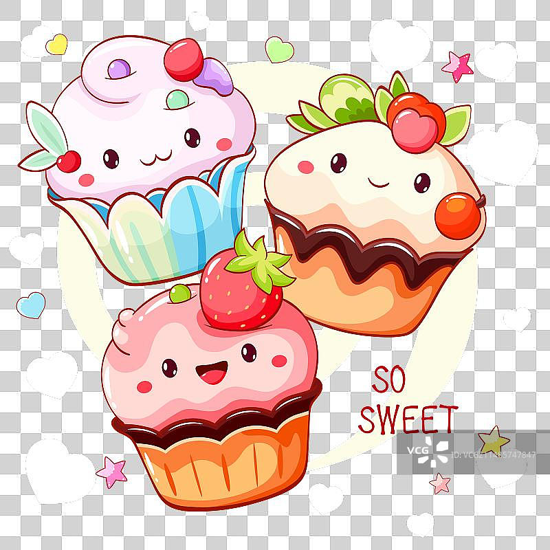 带有可爱日式甜点的卡片图片素材