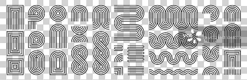 线条几何拱形和圆形抽象形状图片素材