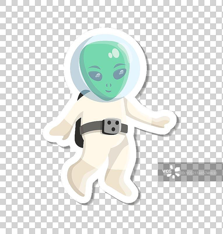 外星人贴纸绿人星星飞碟太空服图片素材