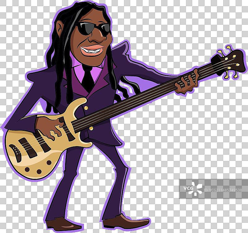 非洲裔放克音乐家卡通形象图片素材