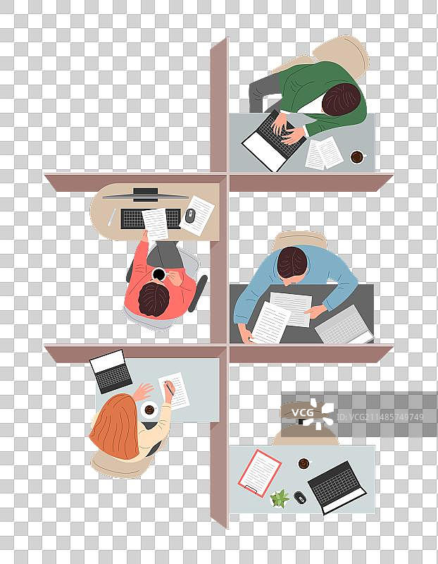 开放空间的不同办公区域图片素材