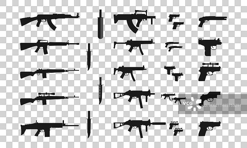 武器套装剪影（背景已分离）图片素材