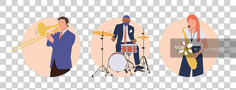 爵士乐队演奏者卡通人物图片素材