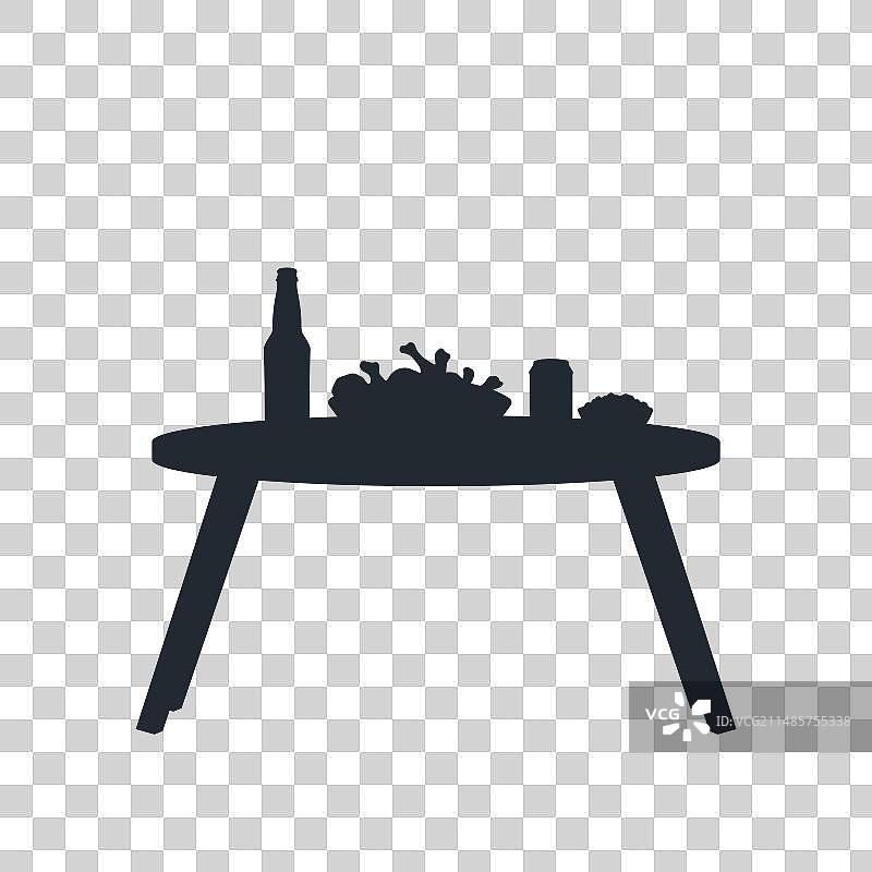 啤酒桌子黑色剪影图片素材