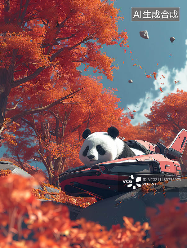 【AI数字艺术】秋景中的两只贵宾犬图片素材