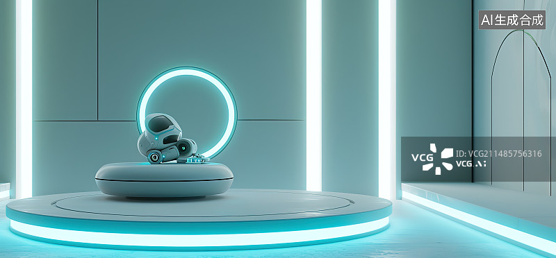 【AI数字艺术】蓝色背景下的小雕像图片素材