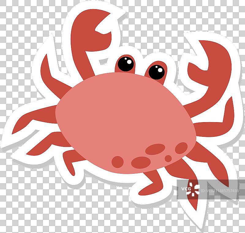 可爱卡通螃蟹贴纸设计图片素材