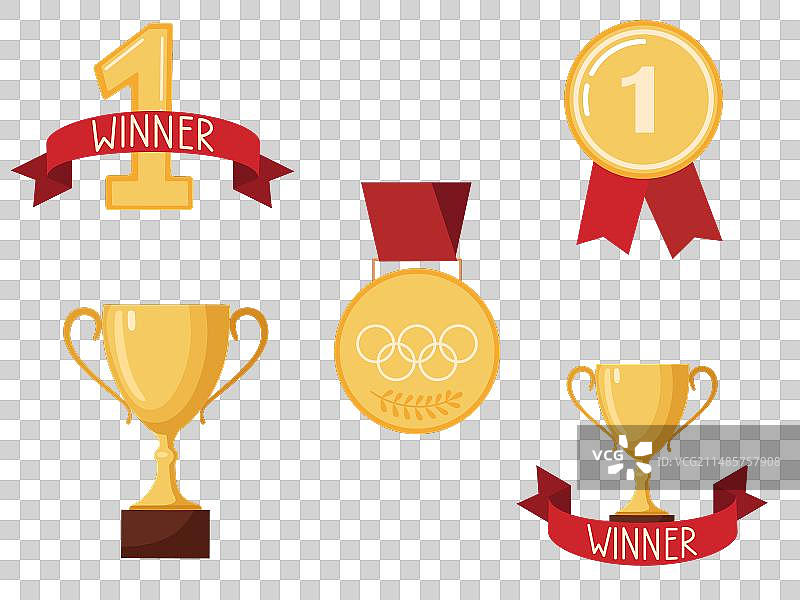 奖杯奖品第一名奖牌和领奖台图片素材