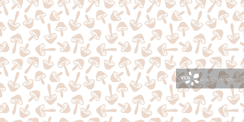 白色背景上的淡色蘑菇无缝图案图片素材