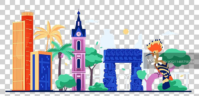 以色列的折衷主义彩色现代建筑图片素材