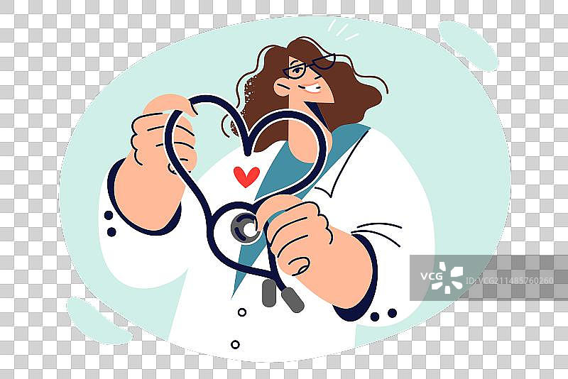 女心脏科医生手持心形听诊器图片素材