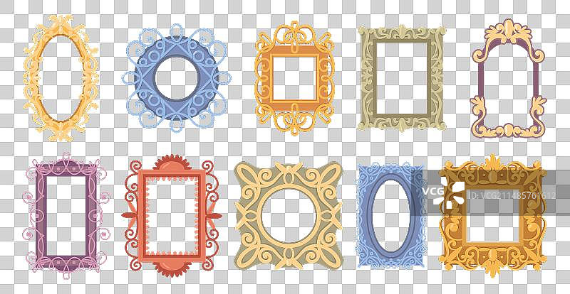 用于图片或镜子的逼真复古框架图片素材