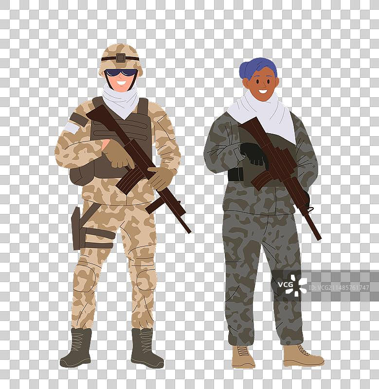 卡通步兵男人和女人图片素材