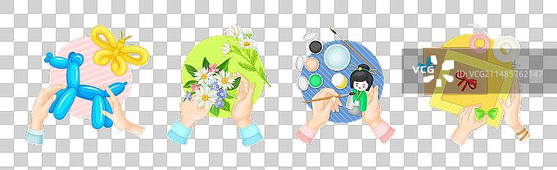 在工作坊中手工制作（俯视）图片素材