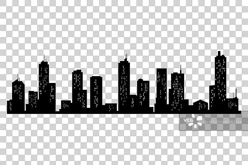 城市建筑夜景轮廓图片素材