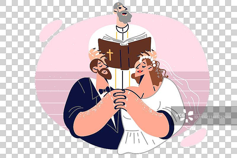 基督教教堂牧师主持的婚礼仪式图片素材