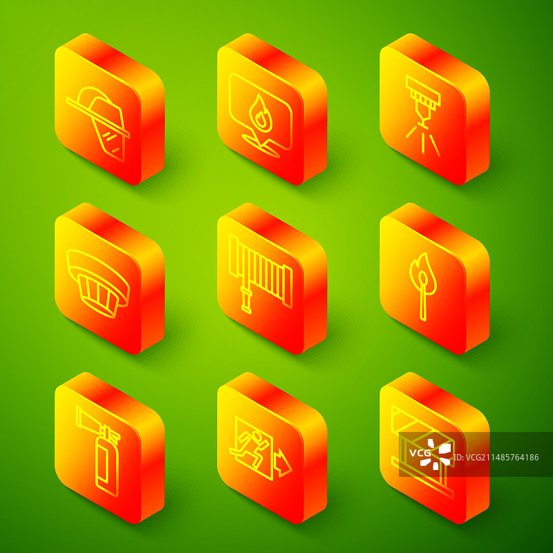 设置消防员头盔位置与火线图片素材