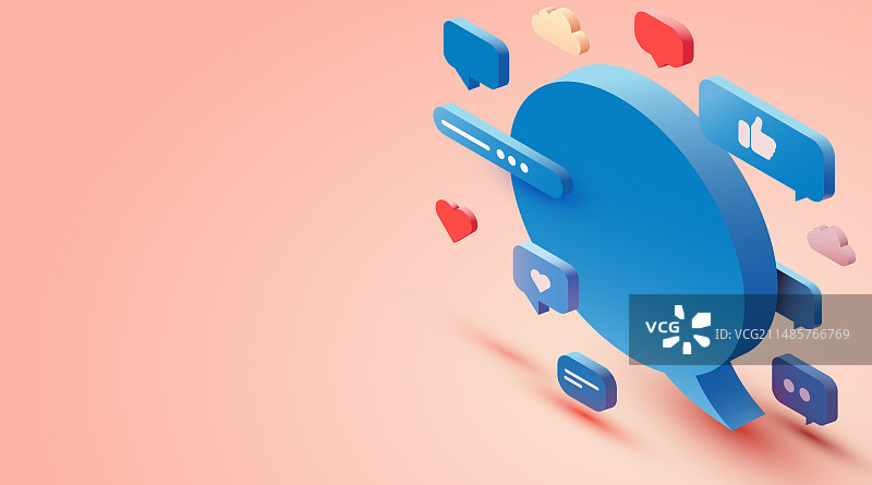 2.5D聊天气泡社交媒体概念图片素材