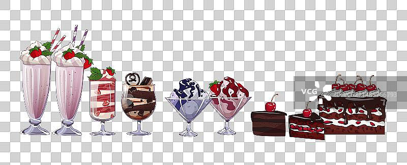 柜台上糖果店商品彩色图标图片素材