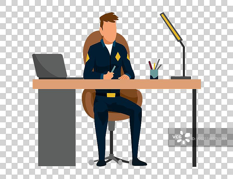 带员工的警察局大楼内部图片素材