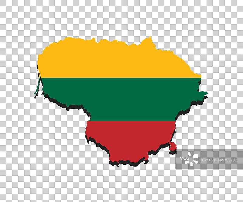 立陶宛地图，欧洲国家旗帜图片素材