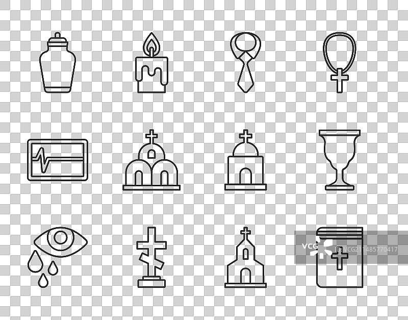 眼泪哭泣圣经书本领带坟墓线条图标图片素材