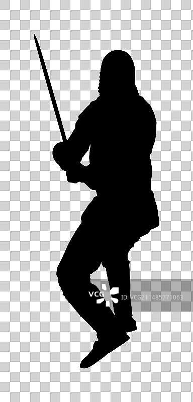 手持剑的盔甲骑士剪影图片素材