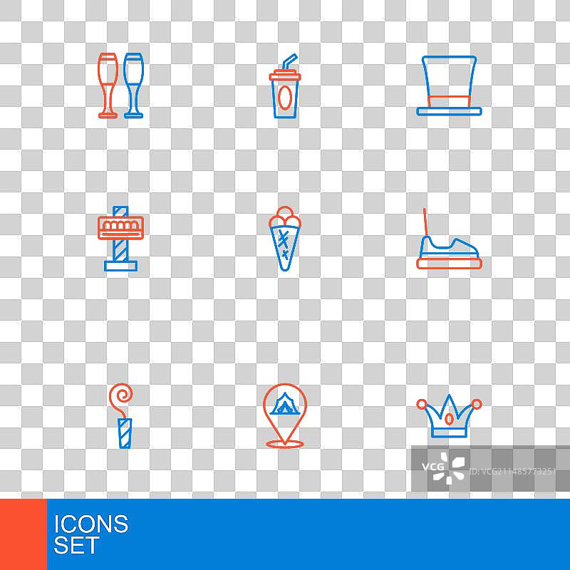 带铃铛的弄臣帽子马戏团帐篷线条图片素材